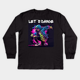 Woman In Graffiti Look Dancing In Disco 4 Kids Long Sleeve T-Shirt